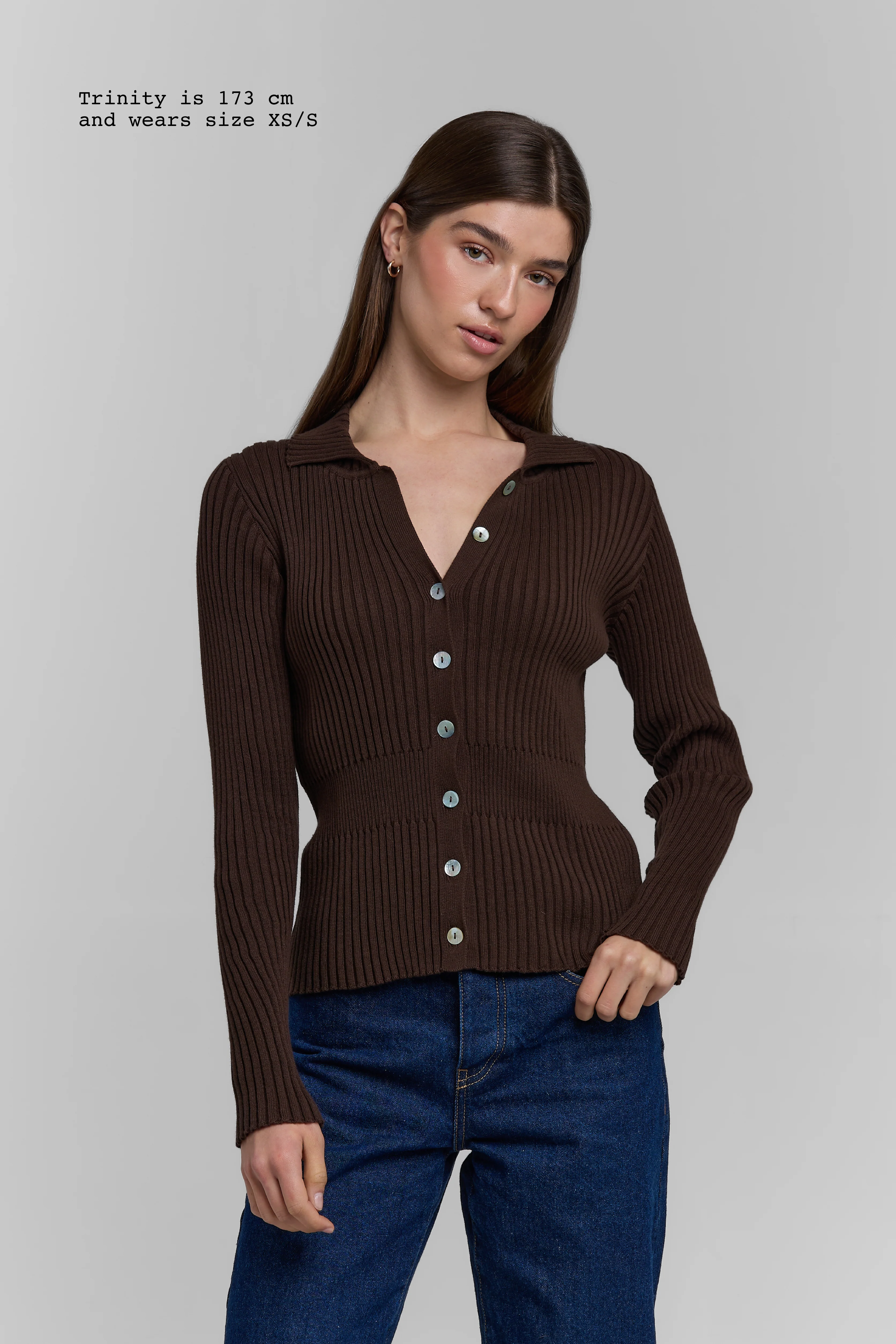 KNIT BUTTONED LONG SLEEVE TOP - Image 3
