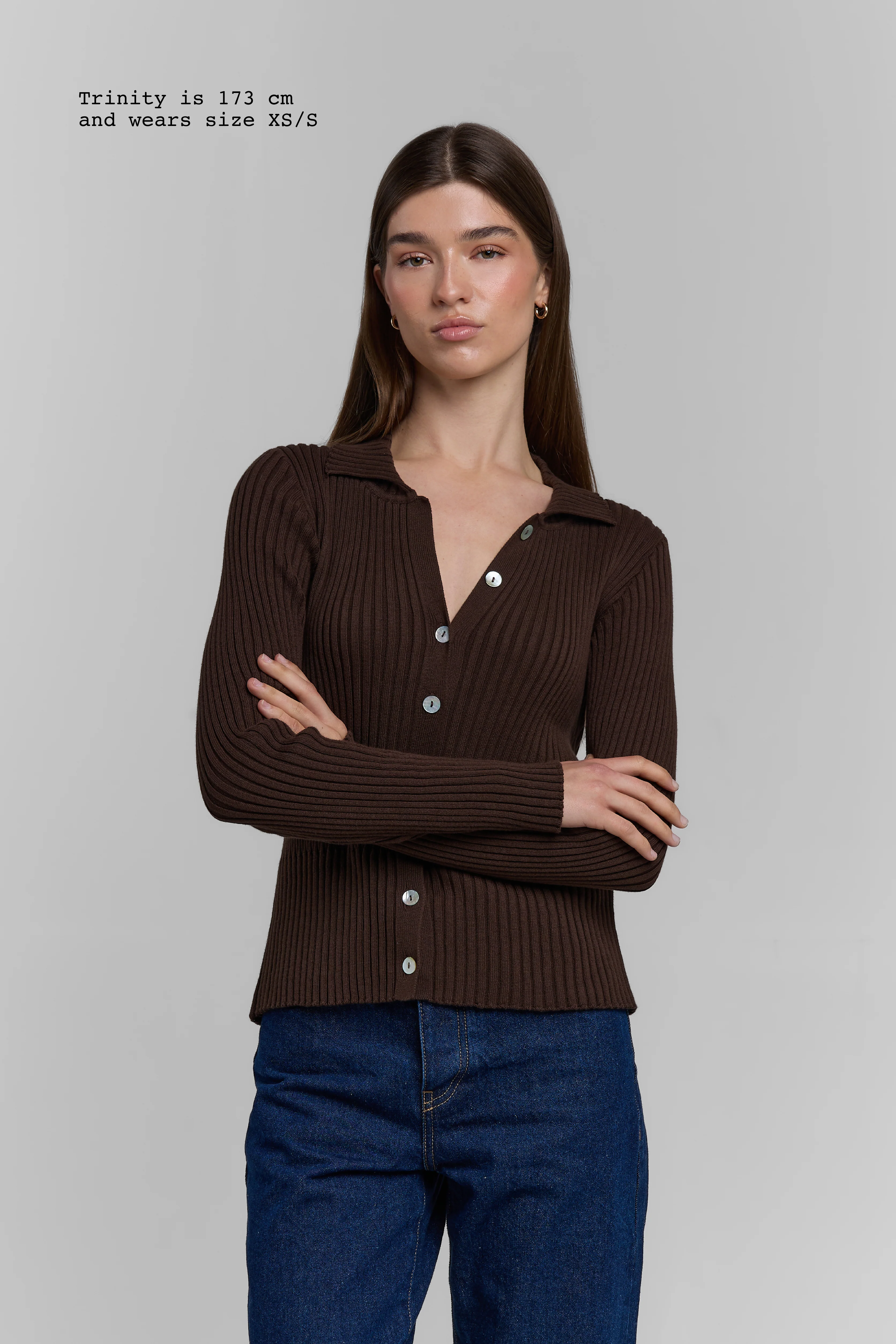 KNIT BUTTONED LONG SLEEVE TOP - Image 4