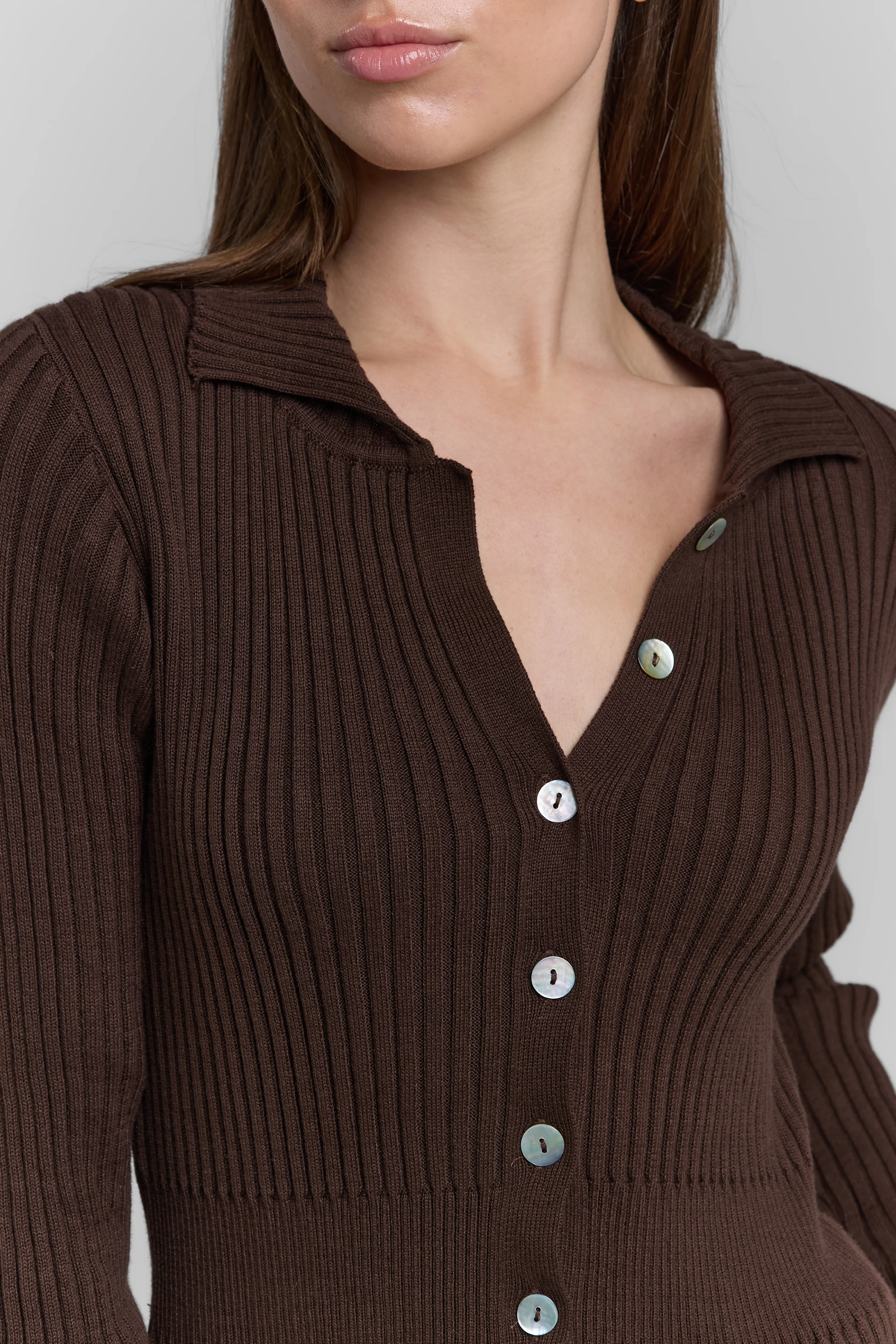 KNIT BUTTONED LONG SLEEVE TOP - Image 6