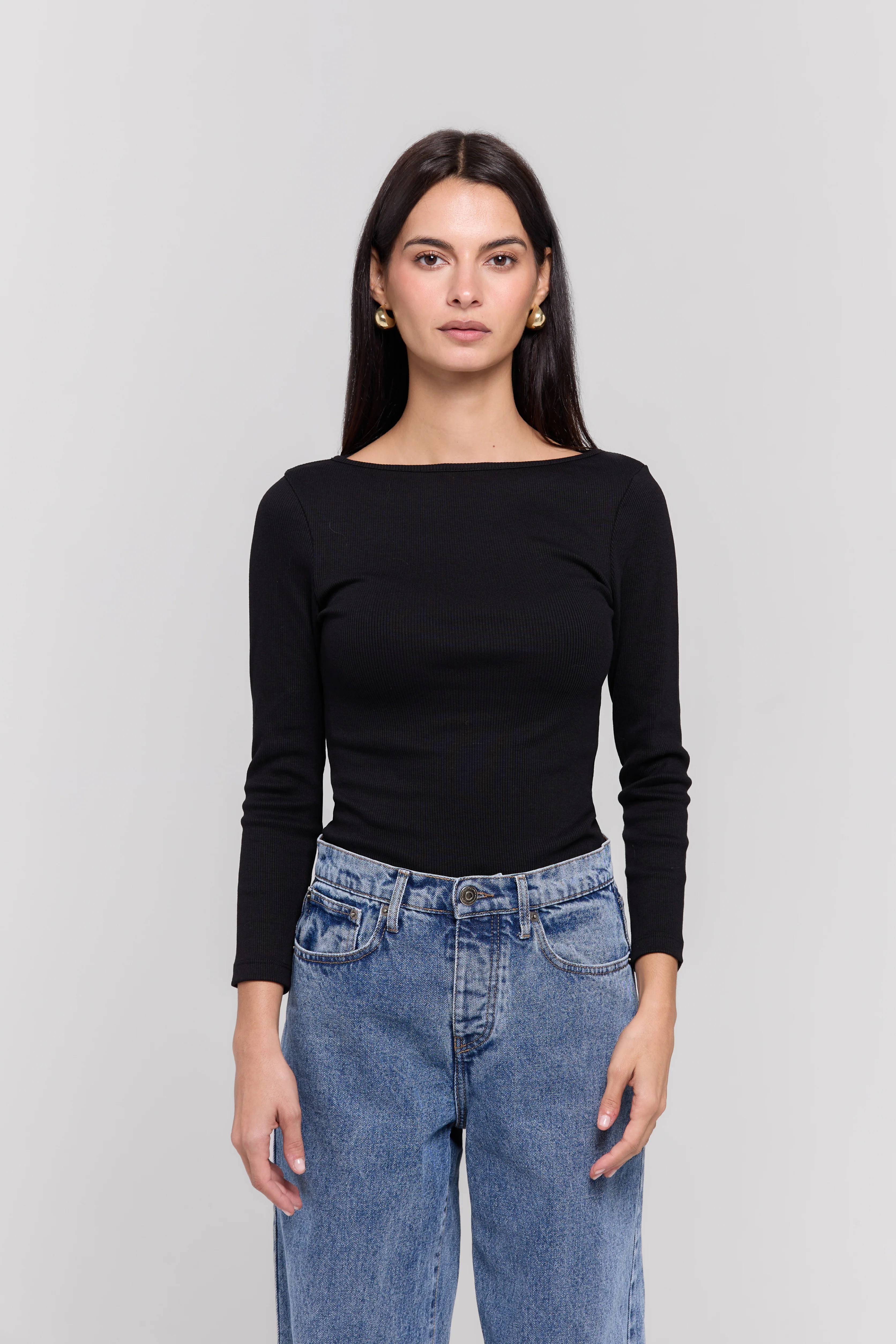 RIBBED BOATNECK LONG SLEEVE TOP - Image 4