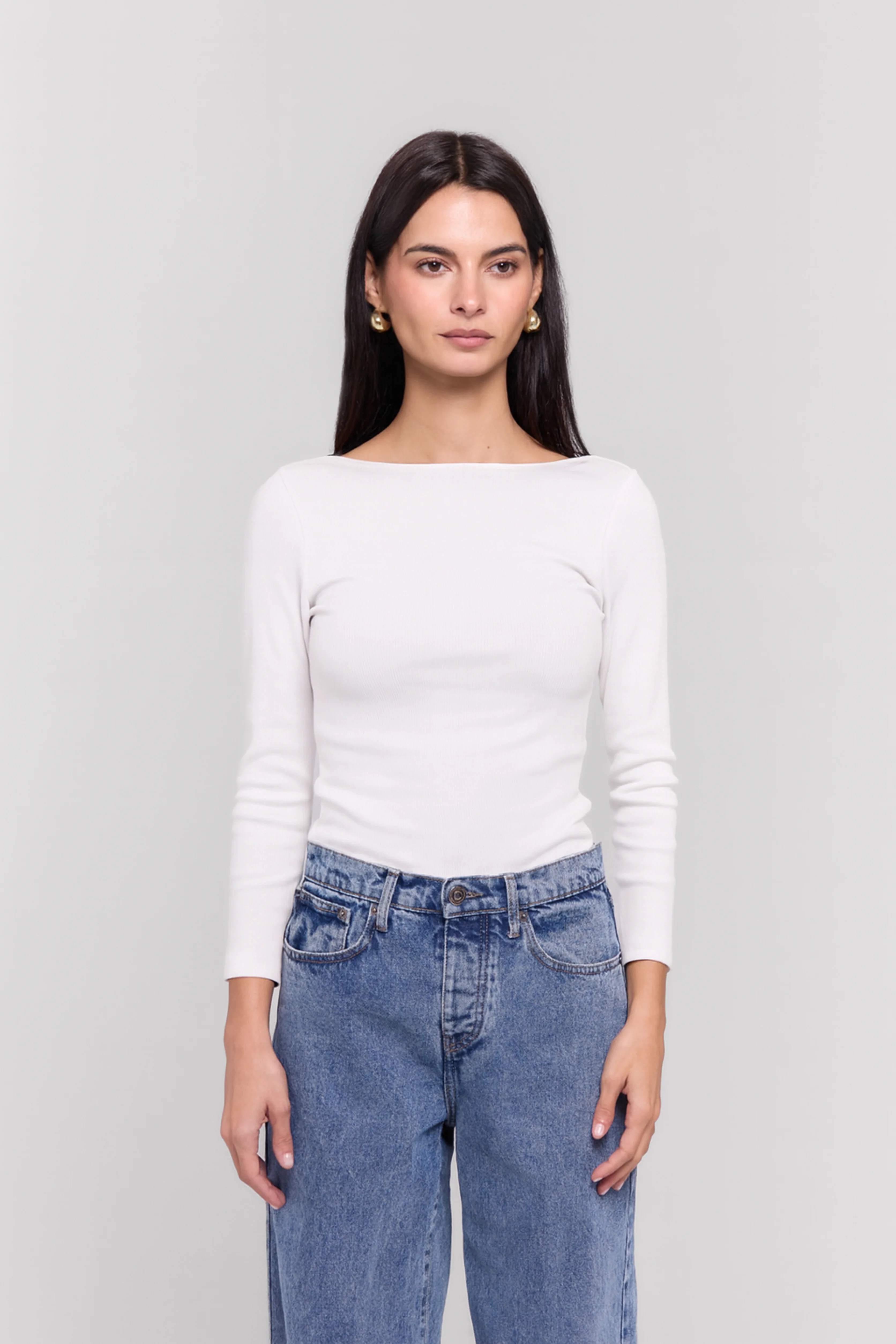 RIBBED BOATNECK LONG SLEEVE TOP - Image 7