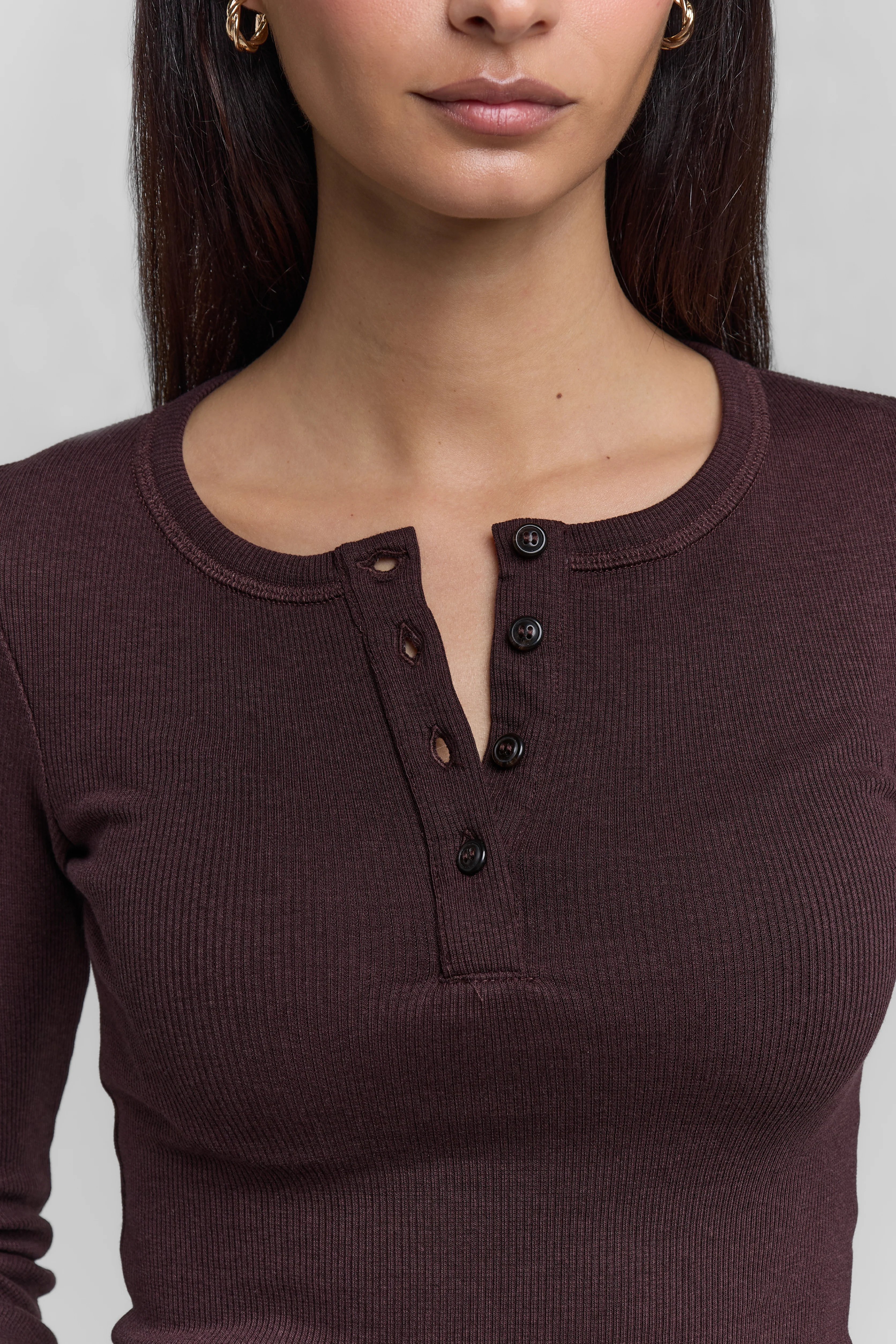 RIBBED BUTTONED LONG SLEEVE TOP - Image 10