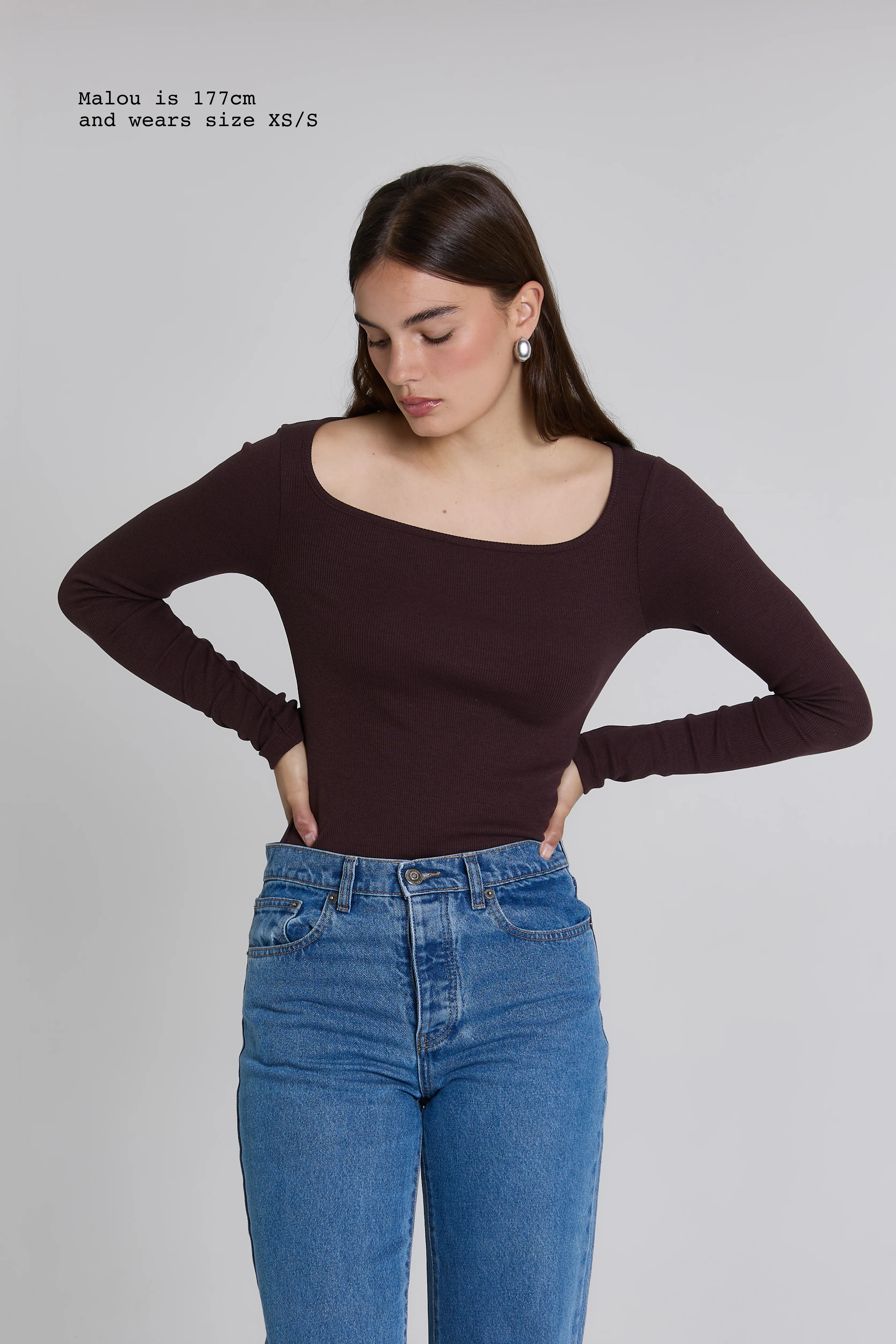 RIBBED LONG SLEEVE SQUARED TOP - Image 14