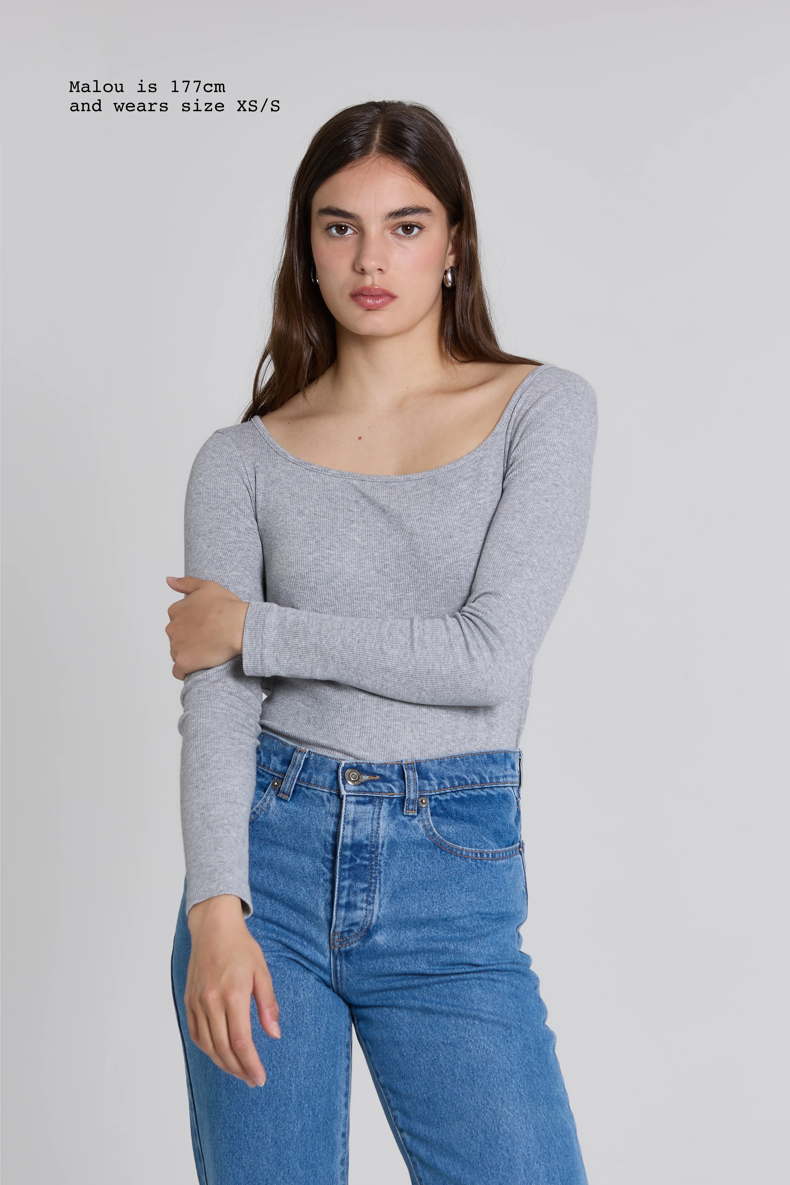 RIBBED LONG SLEEVE SQUARED TOP - Image 18