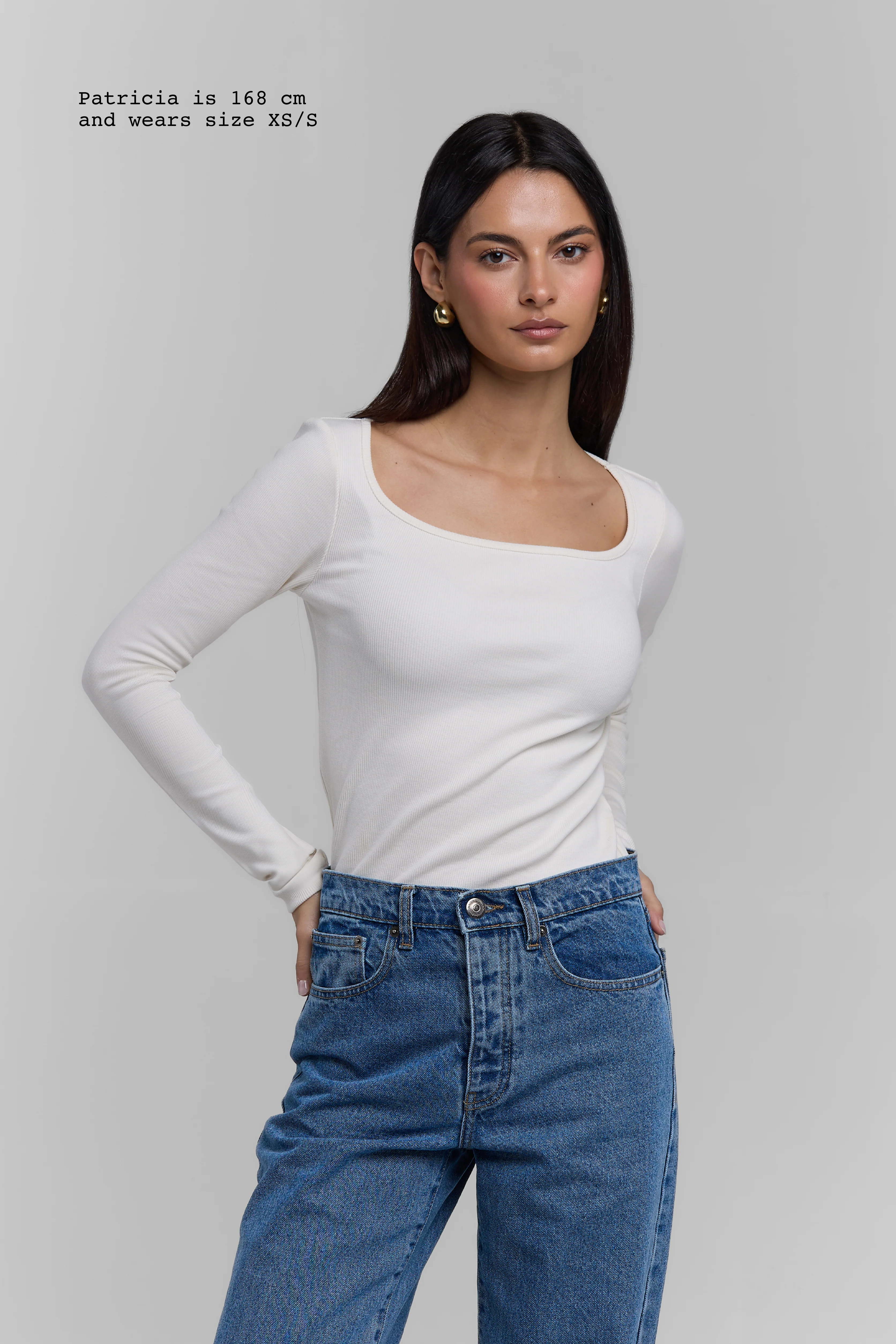 RIBBED LONG SLEEVE SQUARED TOP - Image 3