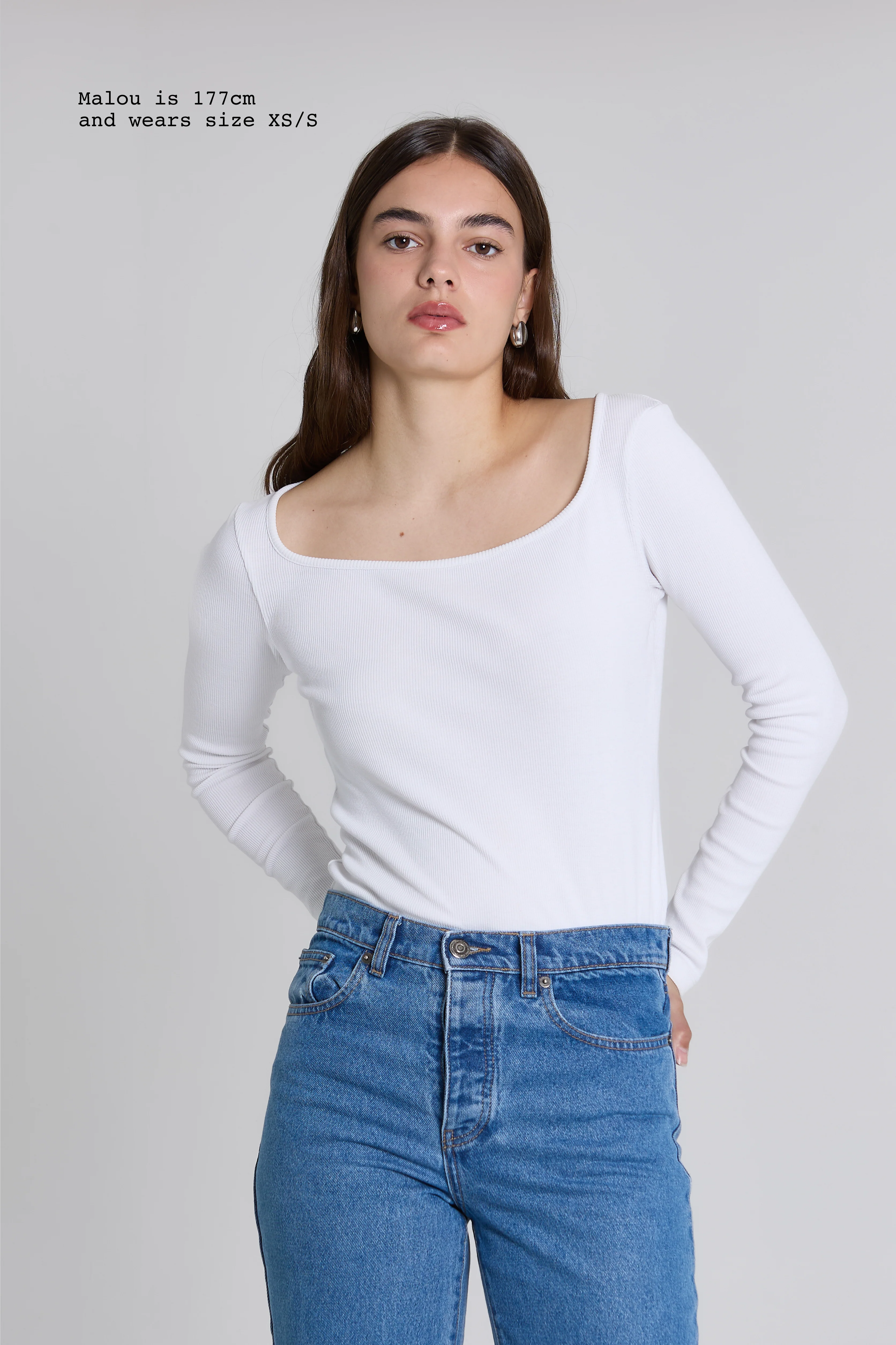 RIBBED LONG SLEEVE SQUARED TOP - Image 7